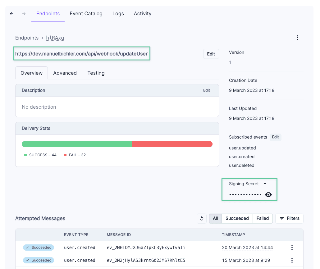 clerk update user webhook